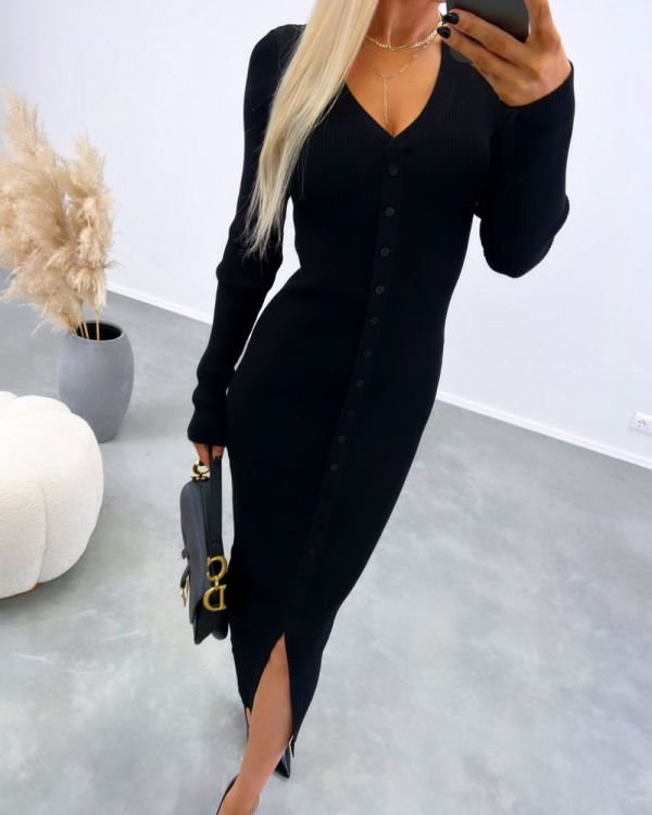 Black Stretch Dress With Buttons