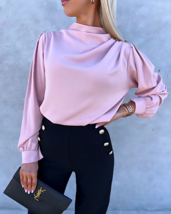 Light Pink Blouse With Gold Buttons