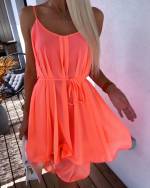 Orange Chiffon Dress With Shoulder Straps