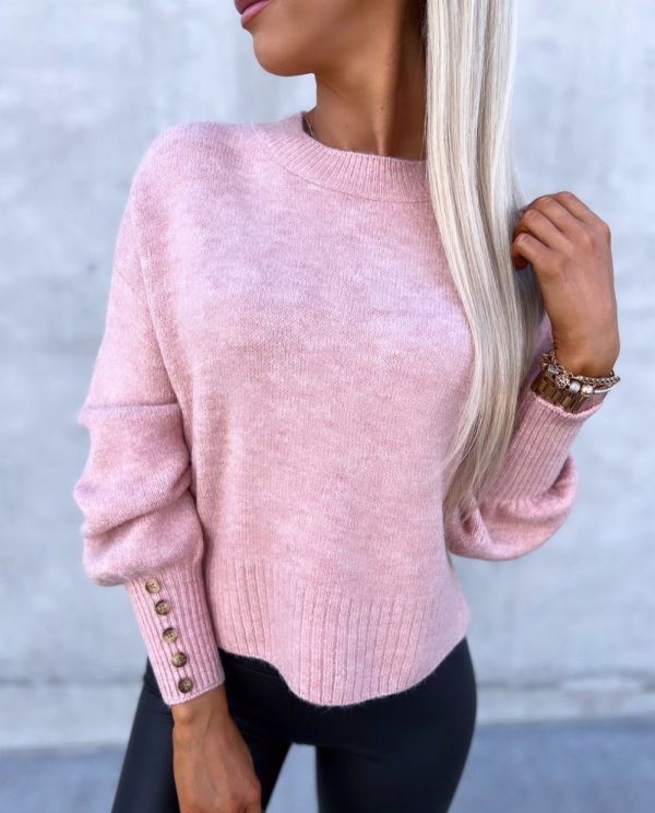 Light Pink Buttoned Soft Sweater