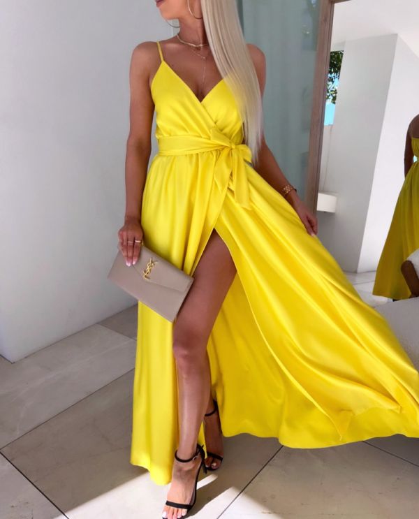 Yellow Silky Maxi Dress