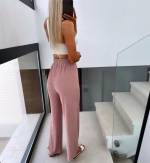 Pink Full-length Casual Pants