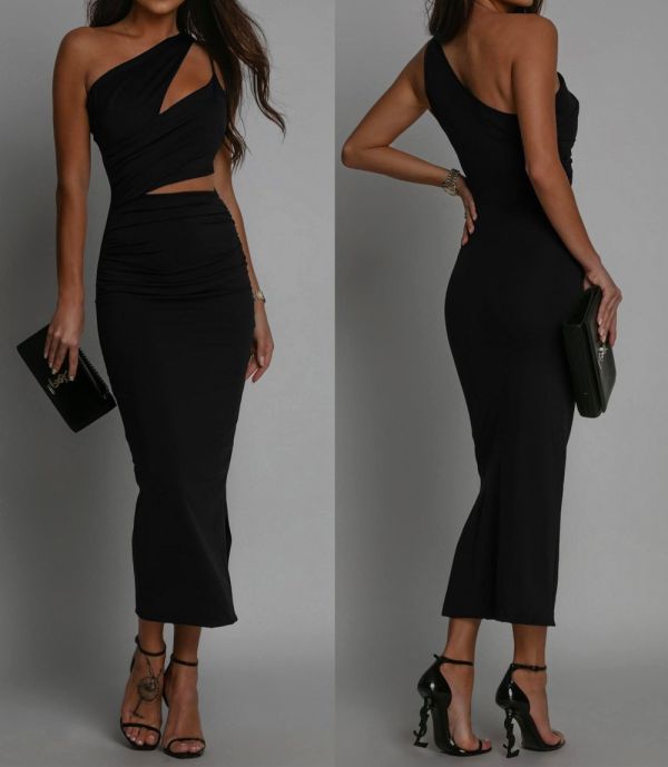 Black Bodycon Dress From Stretch Material