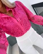 Pink Lace Blouse With Buttons