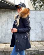 Yellow Winter Parka With Real Fur And Waterproof Outer Layer