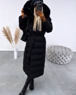 Black Hooded Warm Winter Coat