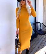 Mustard Midi-length Sweater Dress