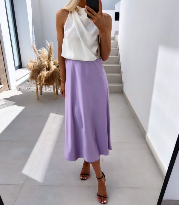 Violetinė Silky Skirt