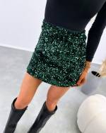 Dark Green Soft Culottes With Sequins