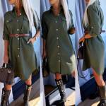 Khaki Belted Casual Dress