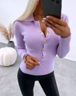 Fuchsia Golden Snap Button Sweater