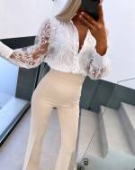 White Lace Blouse With Buttons