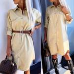 Khaki Belted Casual Dress