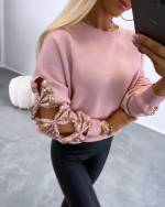 Light Pink Loose Sweater With Sequins