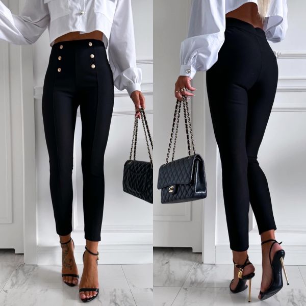 Black Legging Pants With Buttons