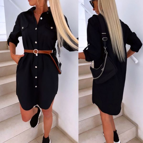 Black Belted Casual Dress