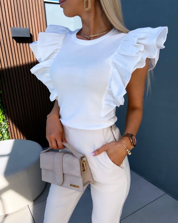 White Blouse With Ruffles