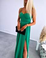 Olive Green Silky Maxi Dress
