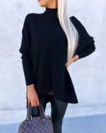 Khaki Soft Sweater With Longer Backside